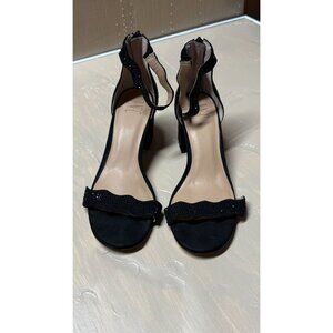 INC Womens Hadwin2 Black Bling Ankle Strap Pave Crystal Heel Sandals Size 8.5